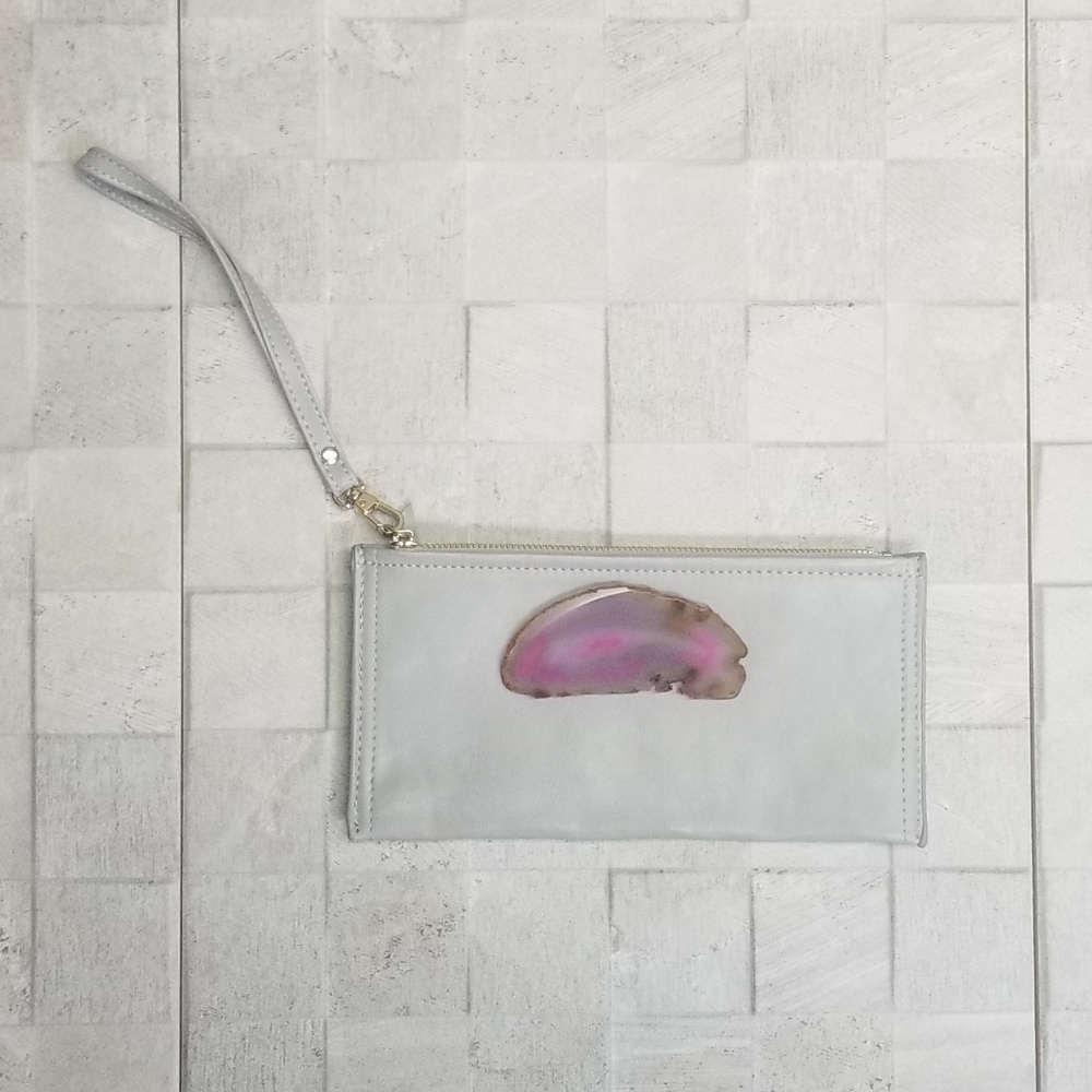 Leather Wristlet with Agate Slice (No Brand)